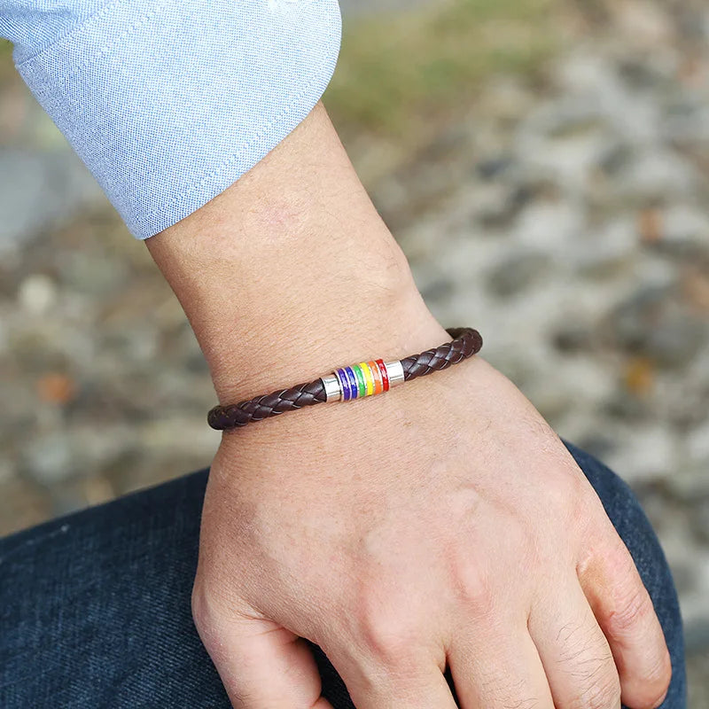 leather bracelet with spectrum color