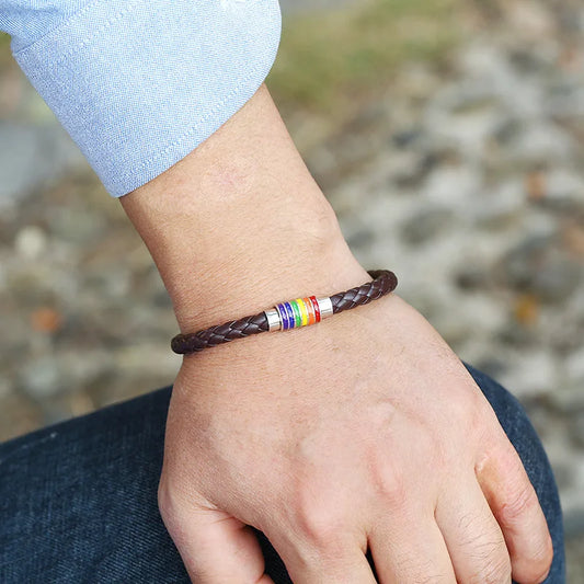 leather bracelet with spectrum color