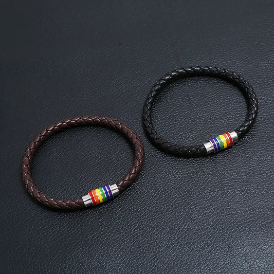 leather bracelet with spectrum color